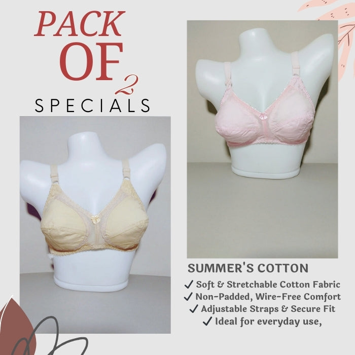 PACK OF 2 She Style Cotton Bra – Summer Comfort Edition