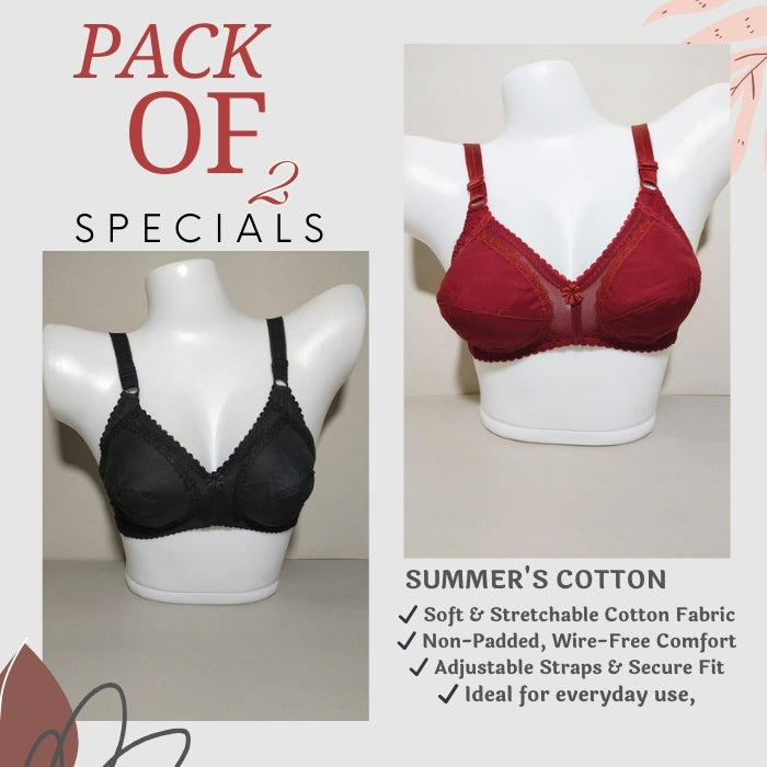 PACK OF 2 She Style Cotton Bra – Summer Comfort Edition