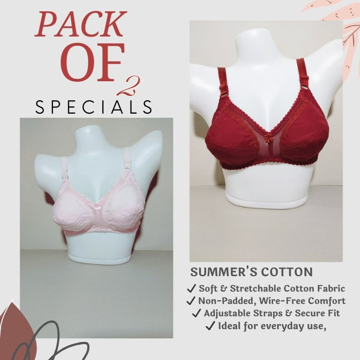 PACK OF 2 She Style Cotton Bra – Summer Comfort Edition