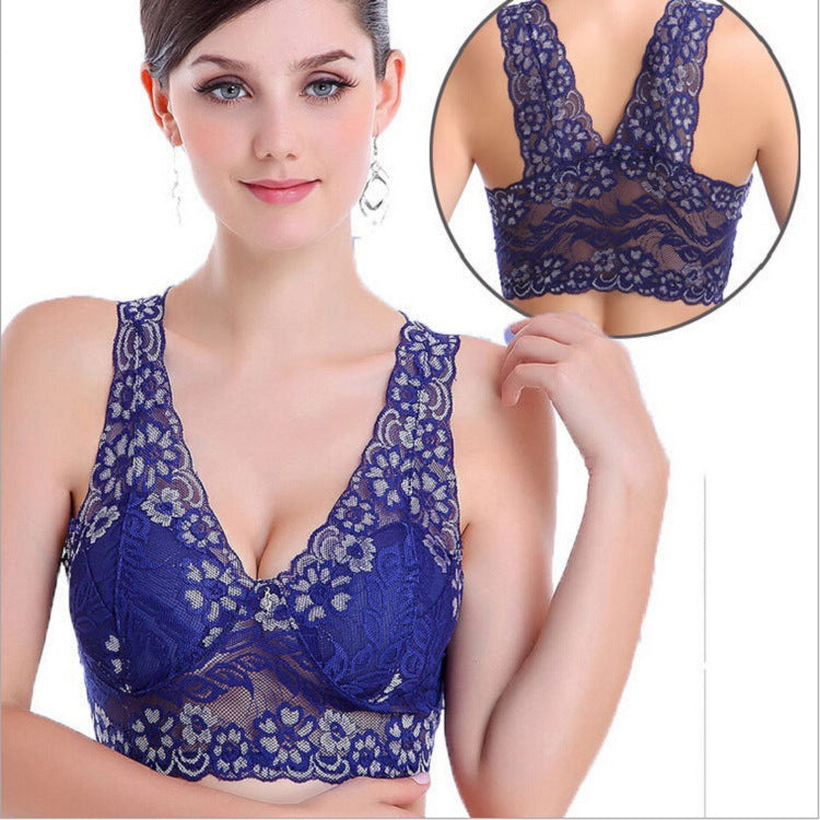 breathable full lace sleep  women's vest style no steel ring sports bra thin section