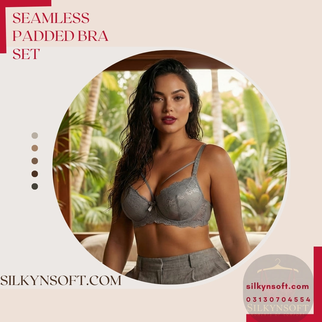SLKYNSOFT Lace Strappy Balconette Push-Up Bra – 3015