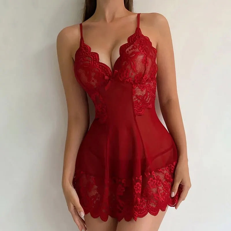 Women's Sexy Lace Lingerie Set, Short Nightdress A3