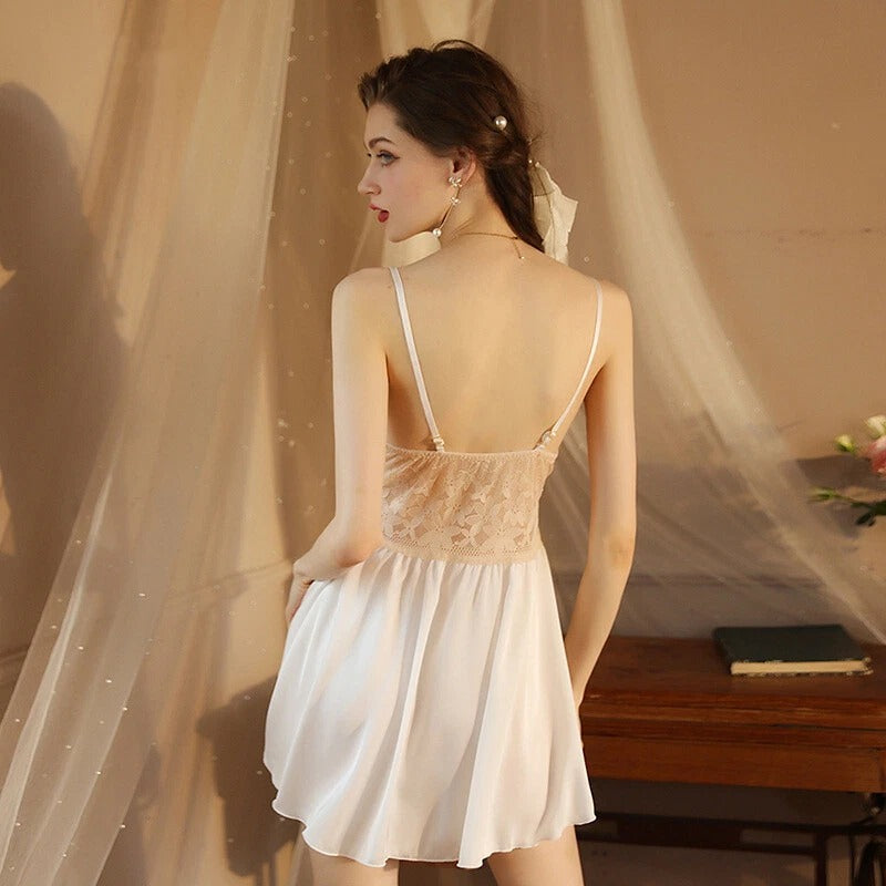 Premium  Women's Lace Nightgown Sexy-Lingerie Babydoll Silk Sleepwear