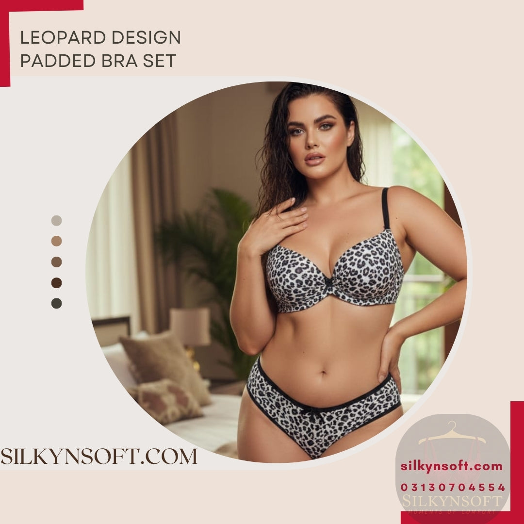 Silkynsoft  Leopard Print Push-Up Bra & Panty Set