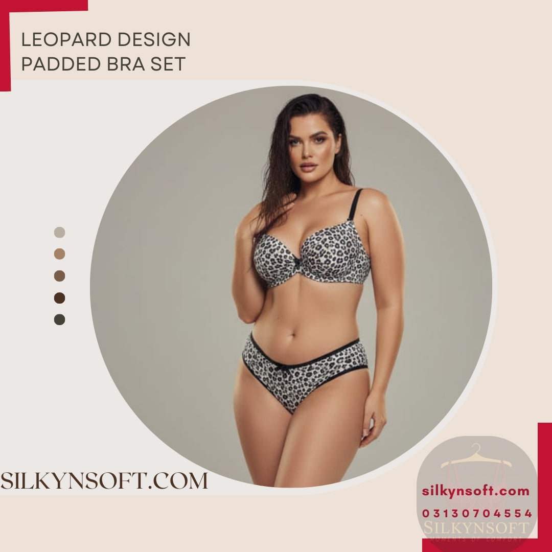 Silkynsoft  Leopard Print Push-Up Bra & Panty Set