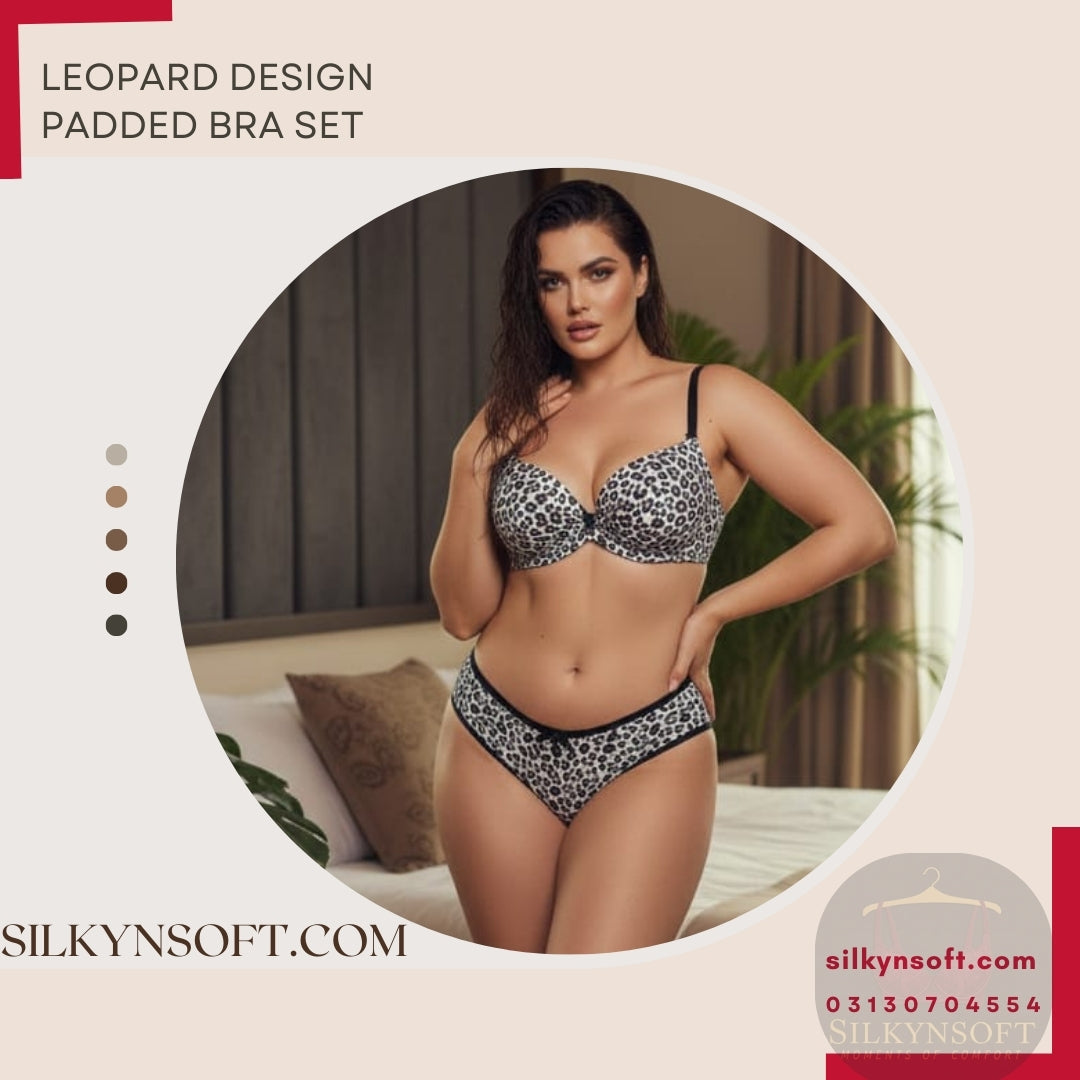 Silkynsoft  Leopard Print Push-Up Bra & Panty Set