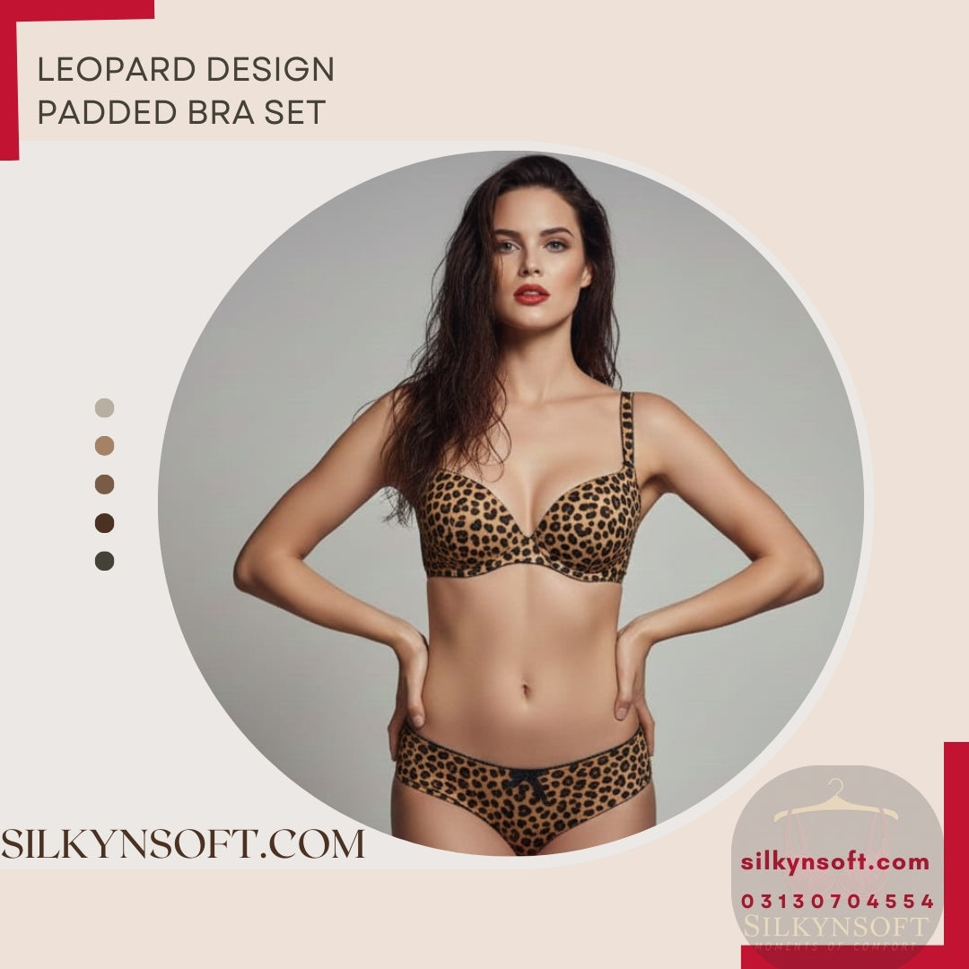 Silkynsoft  Leopard Print Push-Up Bra & Panty Set