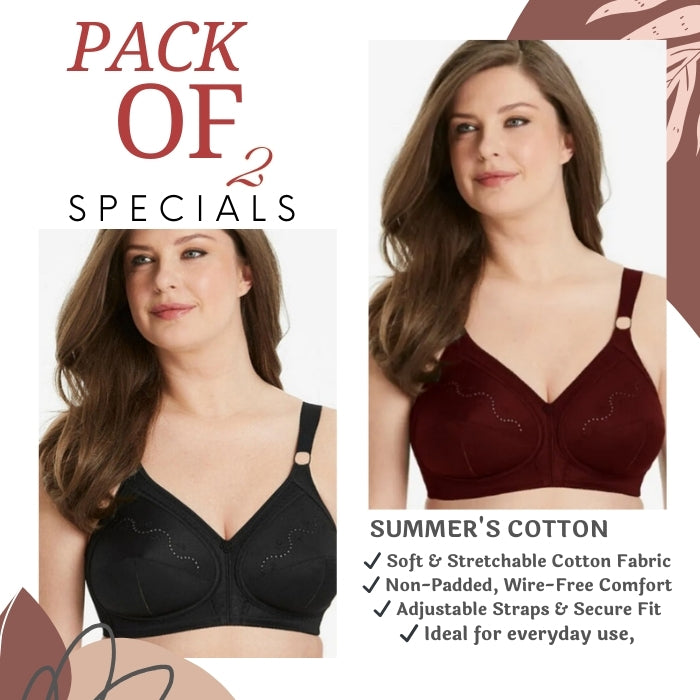 Pack of 2 GFG Comfort 16 cotton bra Breathable Wireless Non Padded Bra