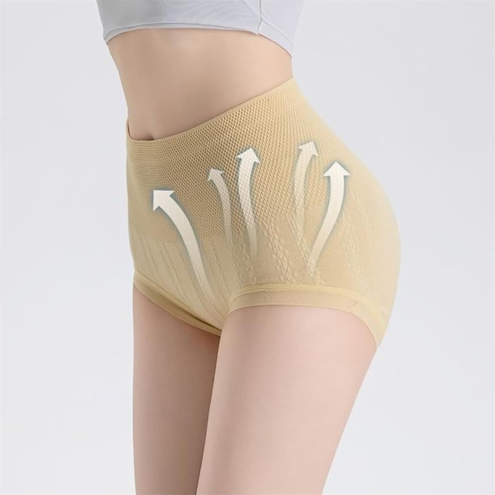 Pack of  High-waist Abdominal Panties Cotton Antibacterial Lace Briefs Shaping Panties