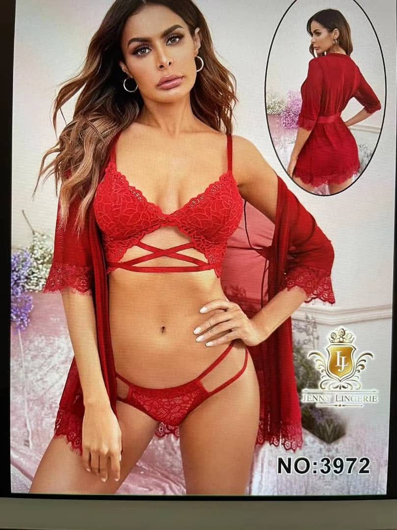 Luxury Satin 3-Piece Lingerie Set with Super  Bra & Choker