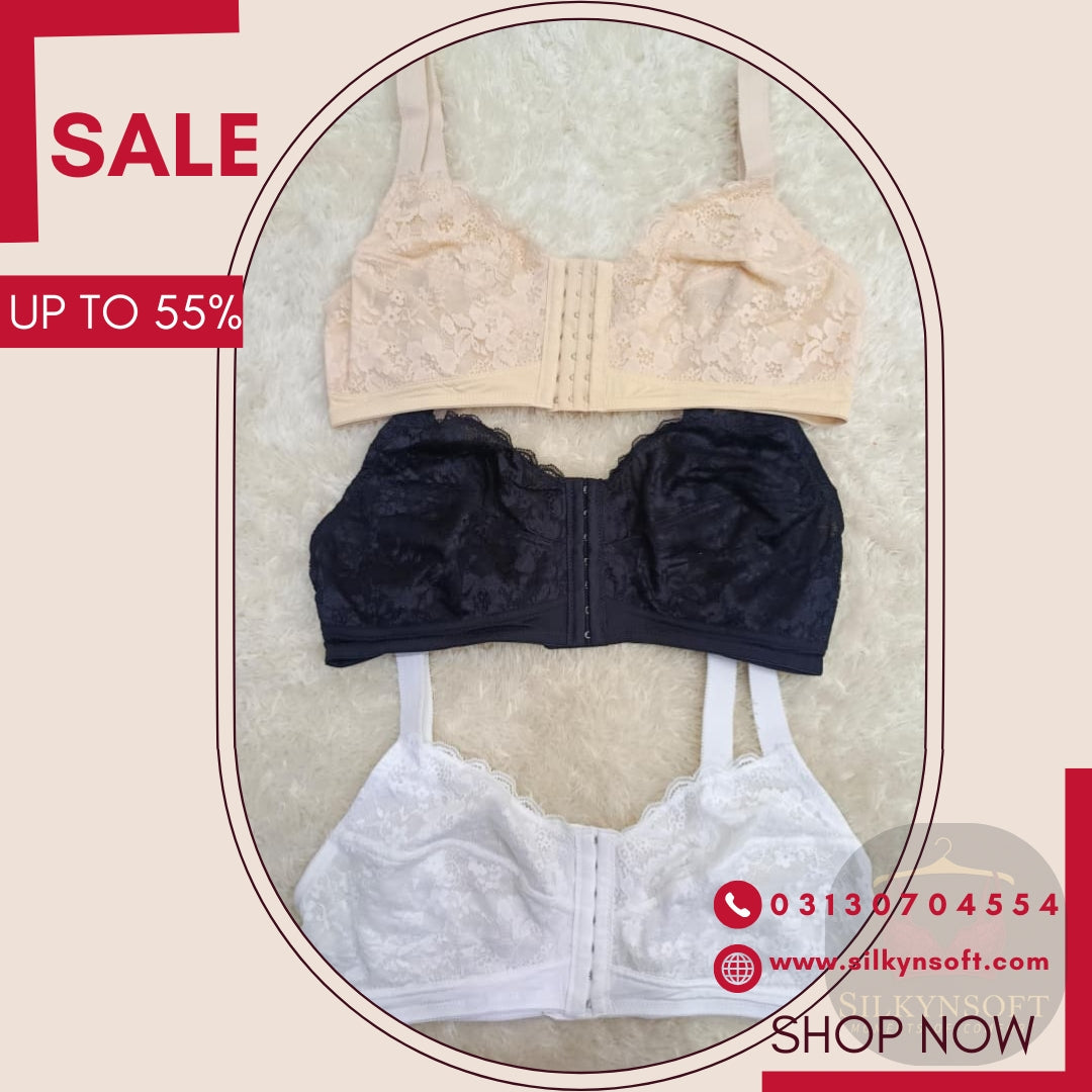 SilkynSoft EasyFit Front-Closure Floral Support Bra – Wirefree Comfort