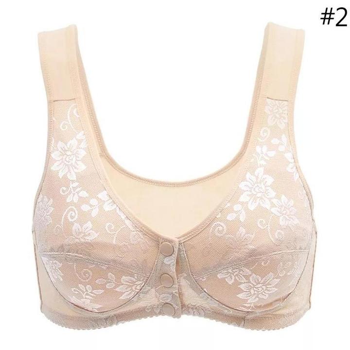 Women's Front Button Bra, Fixed And Pressurized Breast-receiving