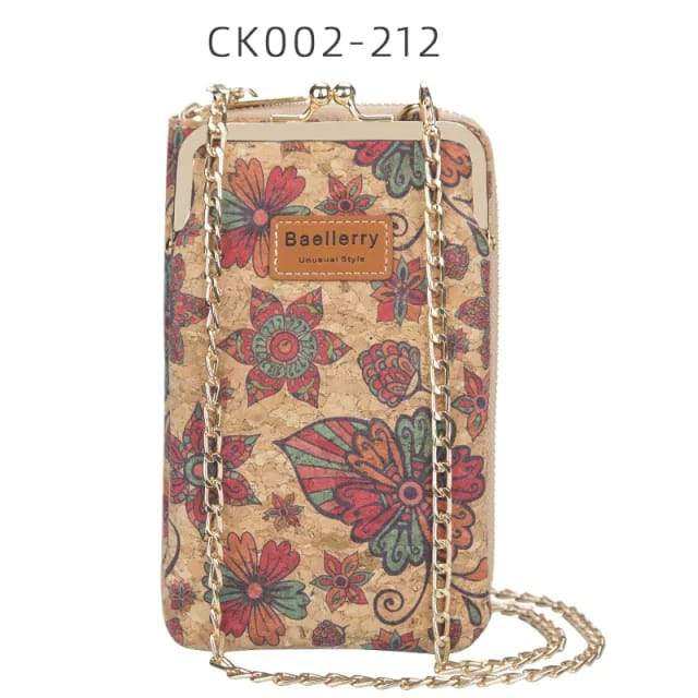 Women's baellery wallet, women's mobile phone handbag, long handbag for messenger style handbag, wooden shoulder straps