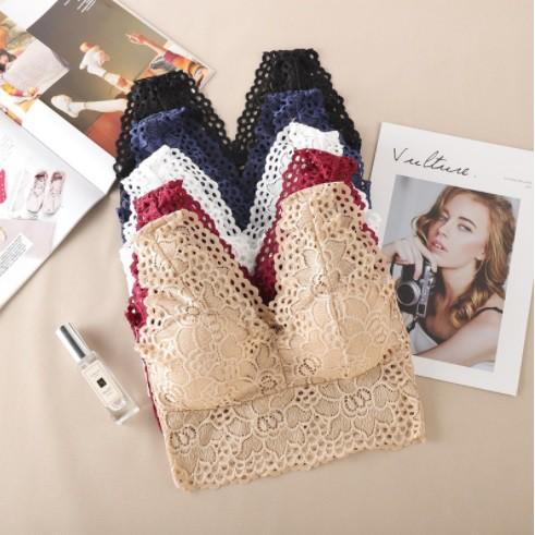Pack of 3 Woman flower bra vest top crop floral lace cami bra crochet –
