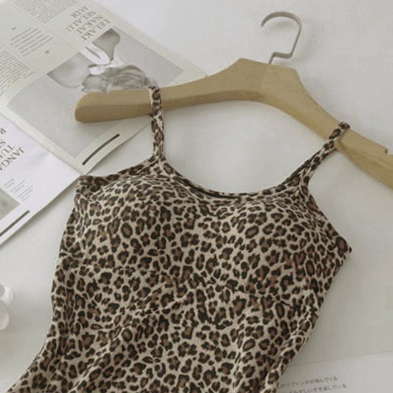 Ladies Leopard Printed Padded  Camisole