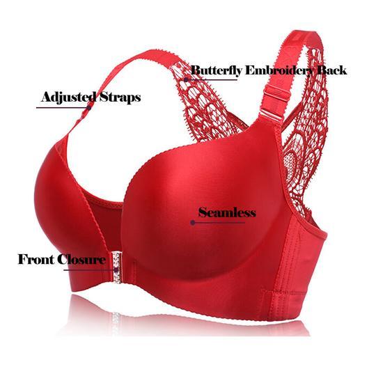 Pack Of 2 Butterfly Embroidery Front Closure Wireless Bra