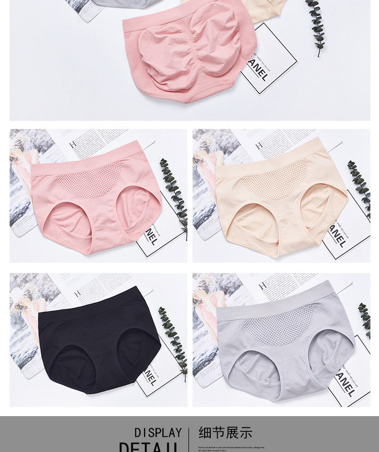 Women's Knickers Mid Waist Woman Honeycomb Brief Breathable Underwear Cotton Seamless Panties